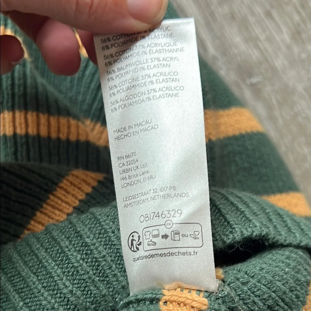 Free People Green and Yellow Crew Neck Cropped Knit Sweater - Picture 3 of 5